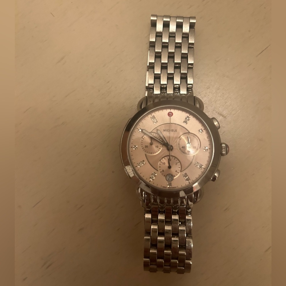 *TODAY ONLY* Michele Sidney Diamond Watch- Pink Dial - Picture 2 of 11